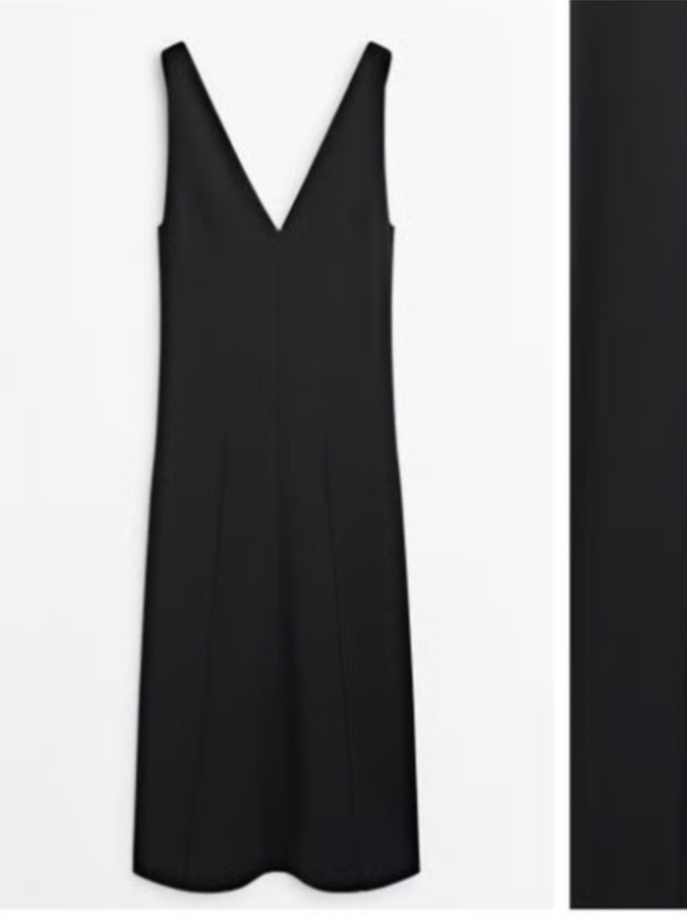 Massimo Dutti Casual Style Black V-Neck Midi Dress with Strap. Size XL - Picture 5 of 13